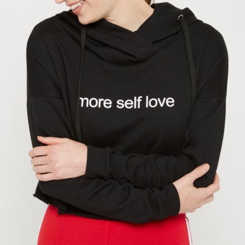 MORE SELF LOVE CROPPED HOODIE